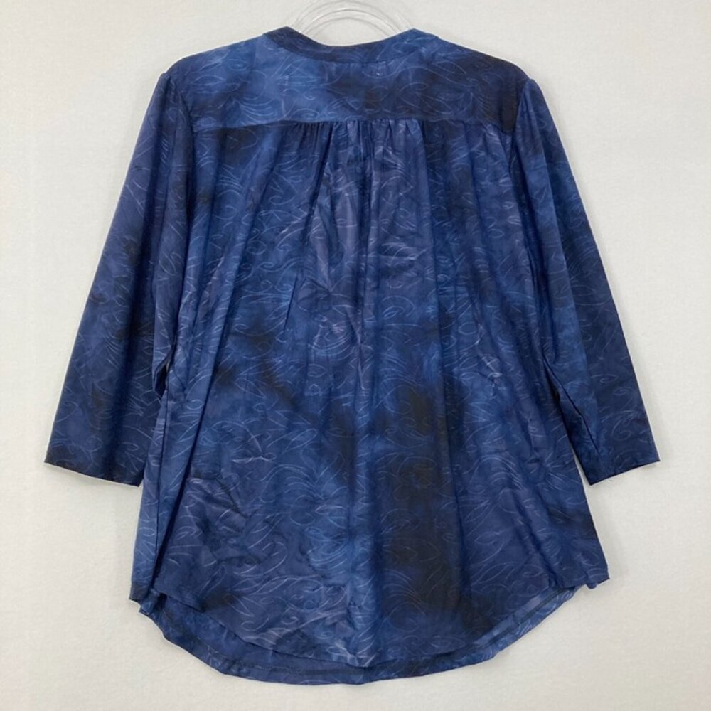 New Eve & Maddie size Large Blue Embellished‎ Stretch Babydoll Blouse - Picture 8 of 9